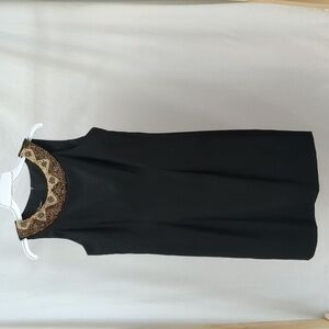 AB Studio Black Sleeveless Sheath With Beaded Neckline Size 10